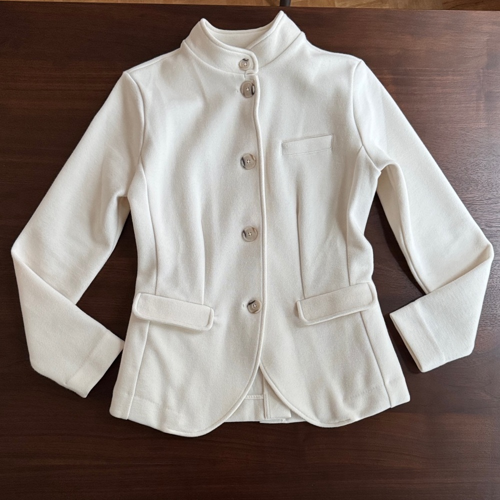 BANANA REPUBLIC KNIT PIQUE BLAZER BAND MILITARY SNOW DAY IVORY XS (or S) 885486 - Picture 2 of 14